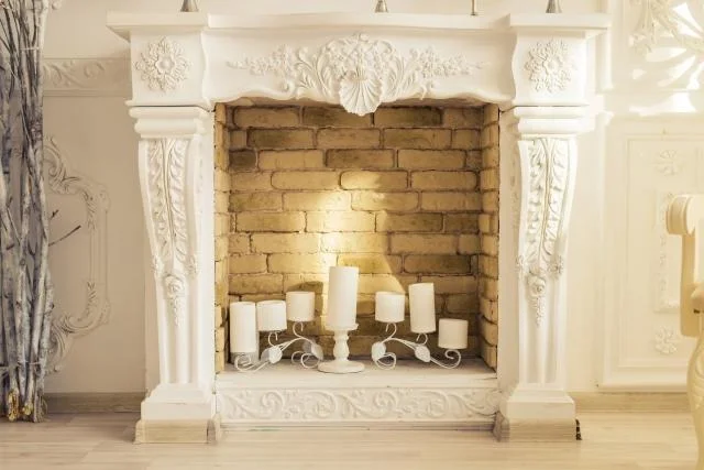 white-decorative-fireplace-with